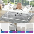 thumbnail image 4 of Luku U Shaped Home Office Desk, Reversible L Shaped Gaming Computer Desk with Power Outlets,126 Inch Computer Desk with Monitor Stand and LED Lights,Storage Shelves,Storage Bag and Hooks, 4 of 8