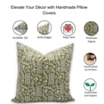 thumbnail image 4 of Fabdivine Block Print Throw Pillow Cover, 24x24 Inch Pure Linen Decorative Cushion Cover, Floral Print Boho Design Green Pillow Cover for Sofa and Couch, 4 of 5