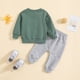 thumbnail image 2 of Gibobby Conjunto de camisas y pantalones largos para niños Tops y pantalones con estampado de de manga larga para niños Conjunto y trajes para niños de 3 piezas(Verde,0-3 Months), 2 of 5