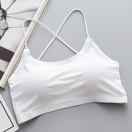 

MRULIC bras for women Underwear Breathable Sports Wearing Women Vest Pad Top Sexy Bra Chest White + One size