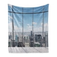 thumbnail image 1 of Urban Soft Flannel Fleece Throw Blanket, Modern Office Work Place View to City Architecture Contemporary Plan, Cozy Plush for Indoor and Outdoor Use, 50" x 70", Grey White Blue, by Ambesonne, 1 of 5