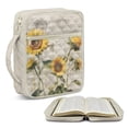 thumbnail image 2 of Xixirimido Quilted Bible Cover Case for Women Men Large Carrying Bag Book Tote Bags with Handle Bible Study Supplies Christian Gifts, Sunflower Pattern, 2 of 7