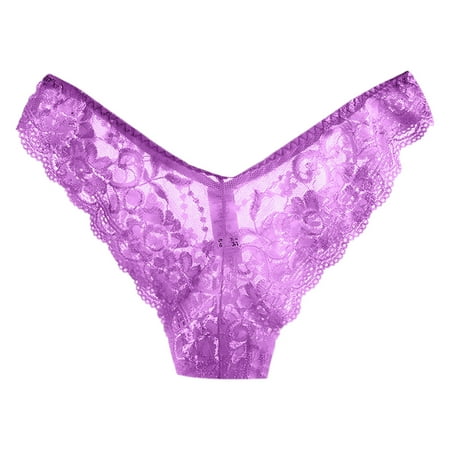 

EHTMSAK Women s Invisible Lace Underwear Hipster Seamless Low Rise Briefs V-Shape Comfort Stretch Bikini Purple M