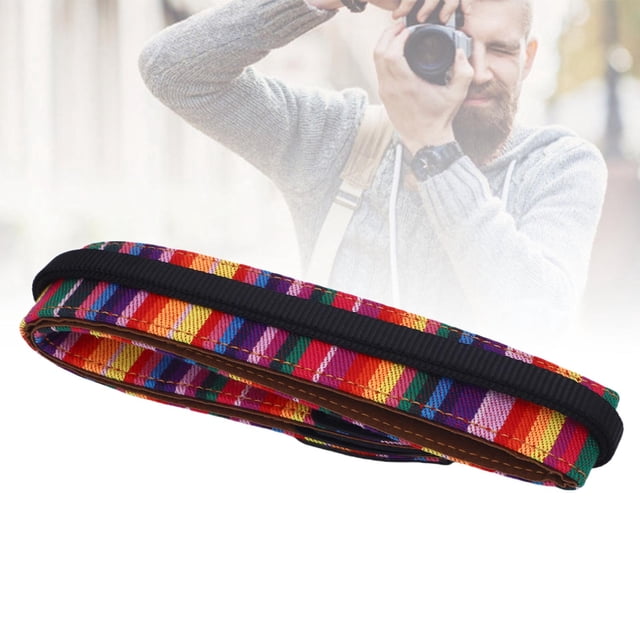 Camera Neck Strap, DSLR Mirrorless Shoulder Wrist Strap, Adjustable Length, Non Slip, Ethnic Woven Fabric with Cushioned Inner Layer for Travel Photography