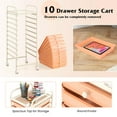 thumbnail image 5 of Kepooman 10 Drawer Storage Cart, Mobile Shelving Unit, Rolling Storage Cart Organizer with 4 Universal Casters-Cherry, 5 of 8