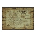 thumbnail image 3 of Island Map Cutting Board, Super Detailed Treasure Map Grungy Rustic Pirates Gold Secret Sea History Theme, Decorative Tempered Glass Cutting and Serving Board, Small Size, Beige Brown, by Ambesonne, 3 of 5