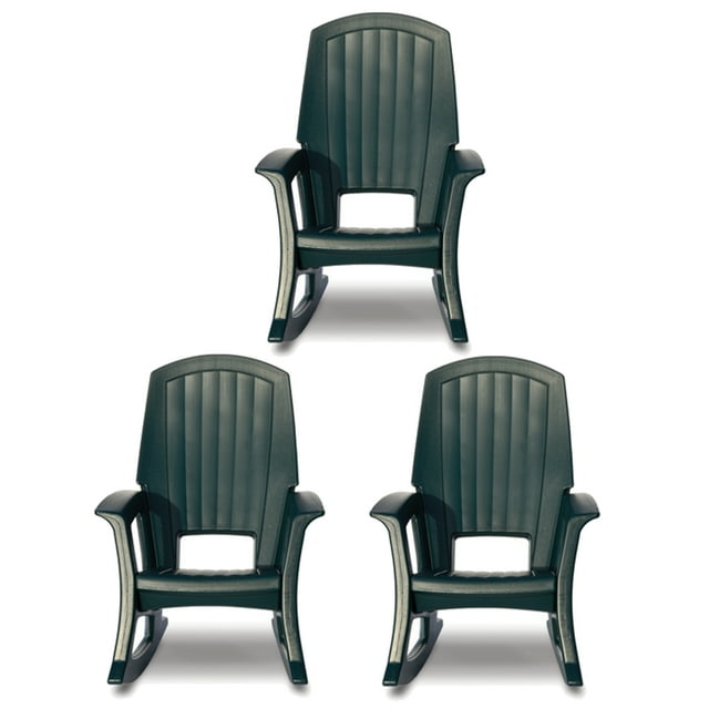 Semco Rockaway Heavy-Duty All-Weather Outdoor Rocking Chair, Green (3 Pack)