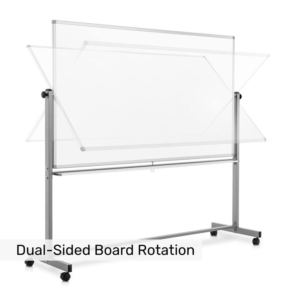 Luxor Dry Erase Magnetic Mobile Porcelain White Board, 72x40, Double-Sided
