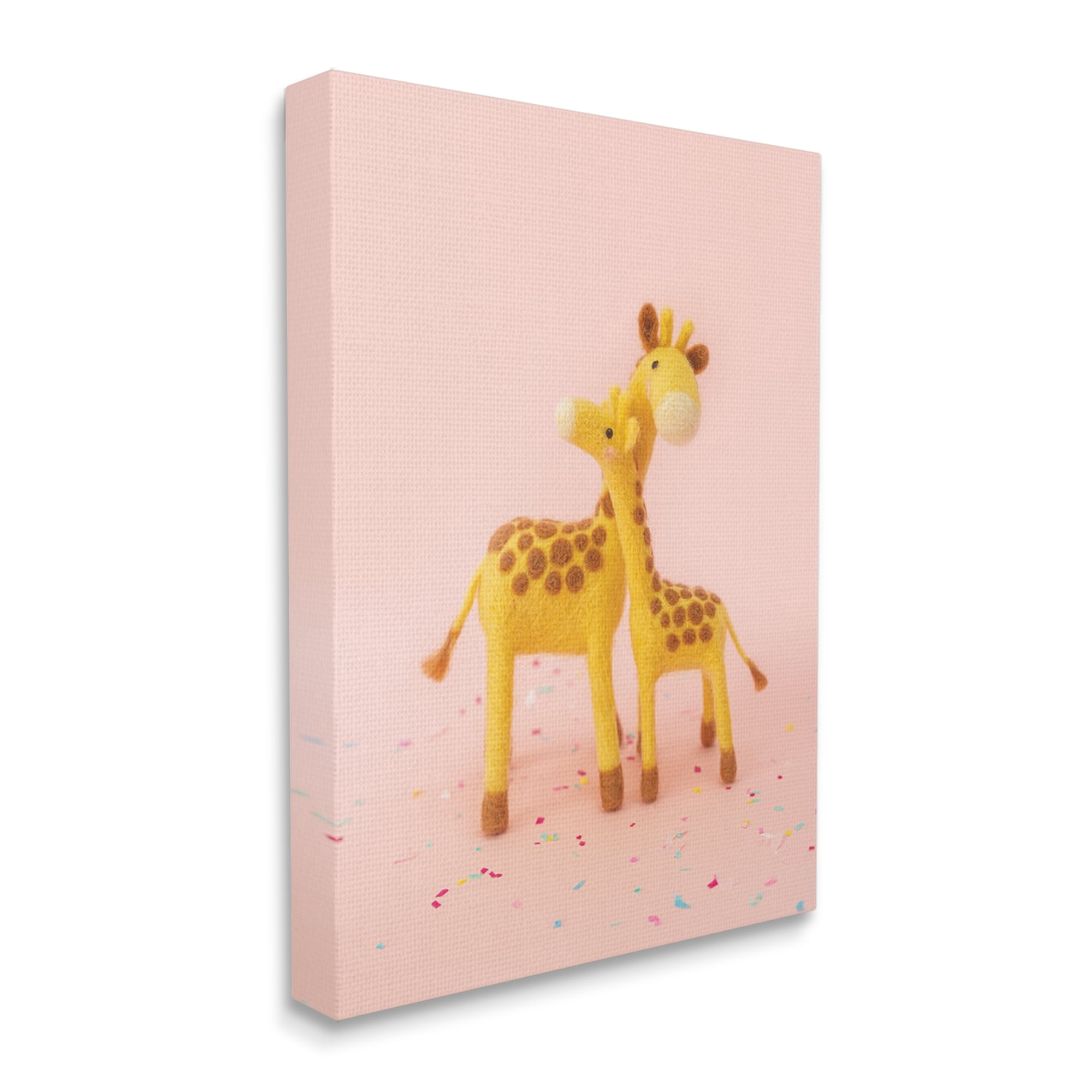 Stupell Industries Pastel Pink Hugging Giraffes Animals & Insects Photography Gallery Wrapped Canvas Print Wall Art