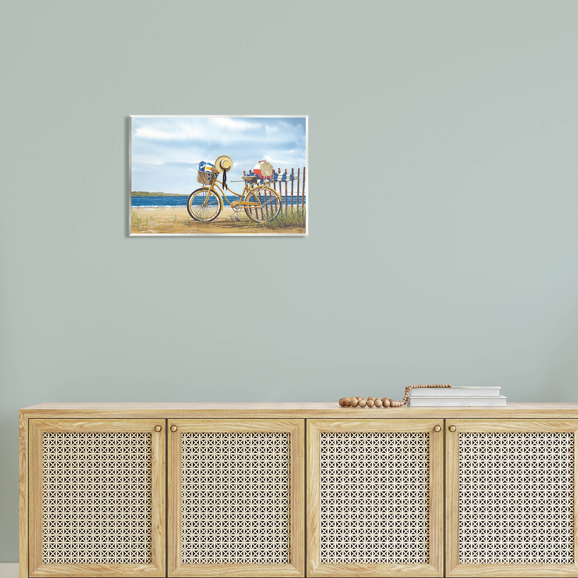 Summer Bike Beach Day Waves Coastal Painting Unframed Art Print Wall Art