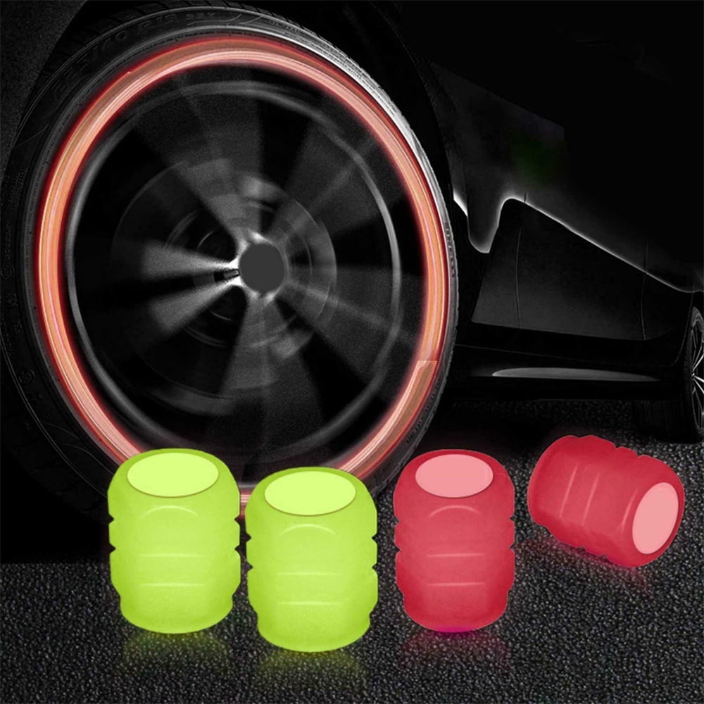 4Pcs/Set Fluorescent Universal Luminous Tire Valve Stem Caps Car Tire