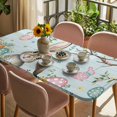 thumbnail image 3 of Turquoise Easter Bunny Table Cloths for 6 Foot Rectangle Tables, Spring Easter Eggs Floral Wooden Patio Waterproof Elastic Fitted Tablecloths, Washable Rectangular Table Cover for Camping, 3 of 8
