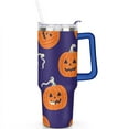 thumbnail image 2 of Cartoon Halloween Pumpkin 40 oz Coffee Tumbler with Handle Rust Resistant Coffee Travel Mug Decorative Tumbler for Home Office Supplies Camping Outdoor, 2 of 7