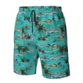 thumbnail image 6 of Uemuo Hawaii Palms Pattern Men's Swim Trunks Hawaiian Beach Bathing Suit Swimsuits Beach Quick-Dry Shorts with Pockets-, 6 of 9