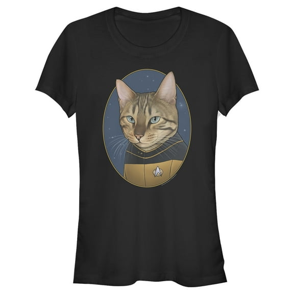 Junior's Star Trek: The Next Generation Lieutenant Natasha Yar Cat Graphic Tee Black 2X Large