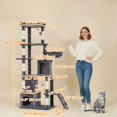 thumbnail image 2 of Large Dark Grey Cat Tree with 7 Scratching Posts, 2 Condos & Hammock - 67" Multi-Level Indoor Cat Tower for Living Room & Bedroom - Secure & Cozy Design, 2 of 7