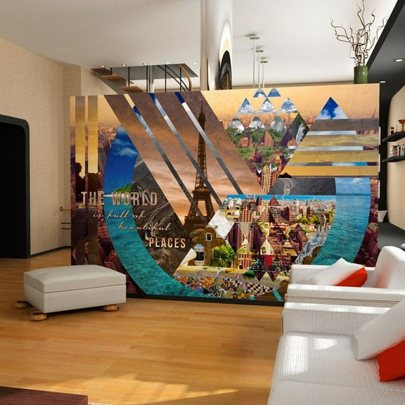 Tiptophomedecor Cityscape Wallpaper Wall Mural - The World Collage
