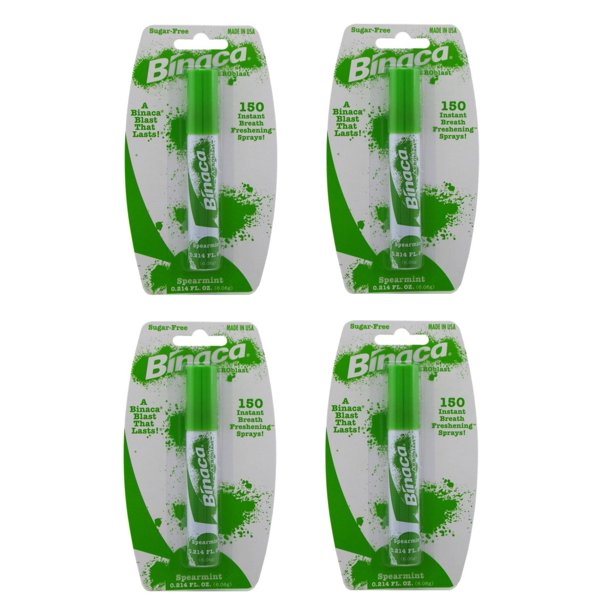 Binaca Aerosol Breath Spray SpearMint 0.20 oz (Pack of 4)