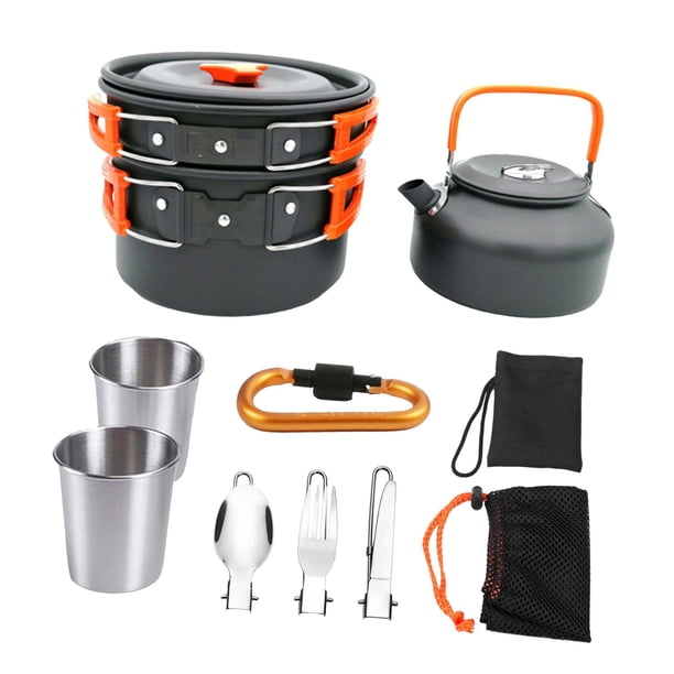 Kit de utensilios de cocina para acampar Juego de cocina de camping Aleación de aluminio Plegable Portátil Naranja