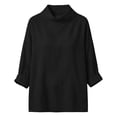 thumbnail image 4 of VBVC Women's Cotton Linen Cowl Neck Blouse , Ladies' Long Sleeve Tunic Top , Casual Summer Work Shirts For Women, S-2XL, 4 of 8