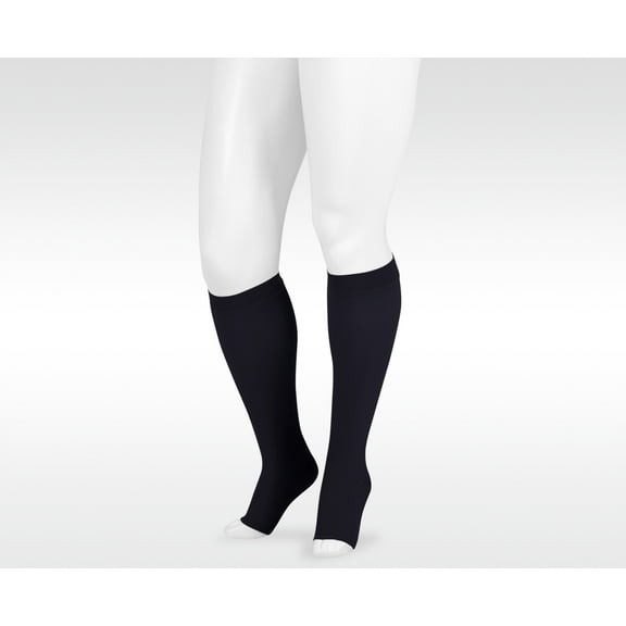 Juzo 3511 Dynamic (Varin) Open Toe Max Knee Highs w/Sil. 3.5cm Band-20-30 mmHg Reg Max Black III