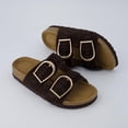 thumbnail image 2 of Cushionaire Cashew Slip On Genuine Suede Leather Womens Sandals - Braided Double-Strap Design with Adjustable Big Buckle | Sandals for Women, 2 of 19