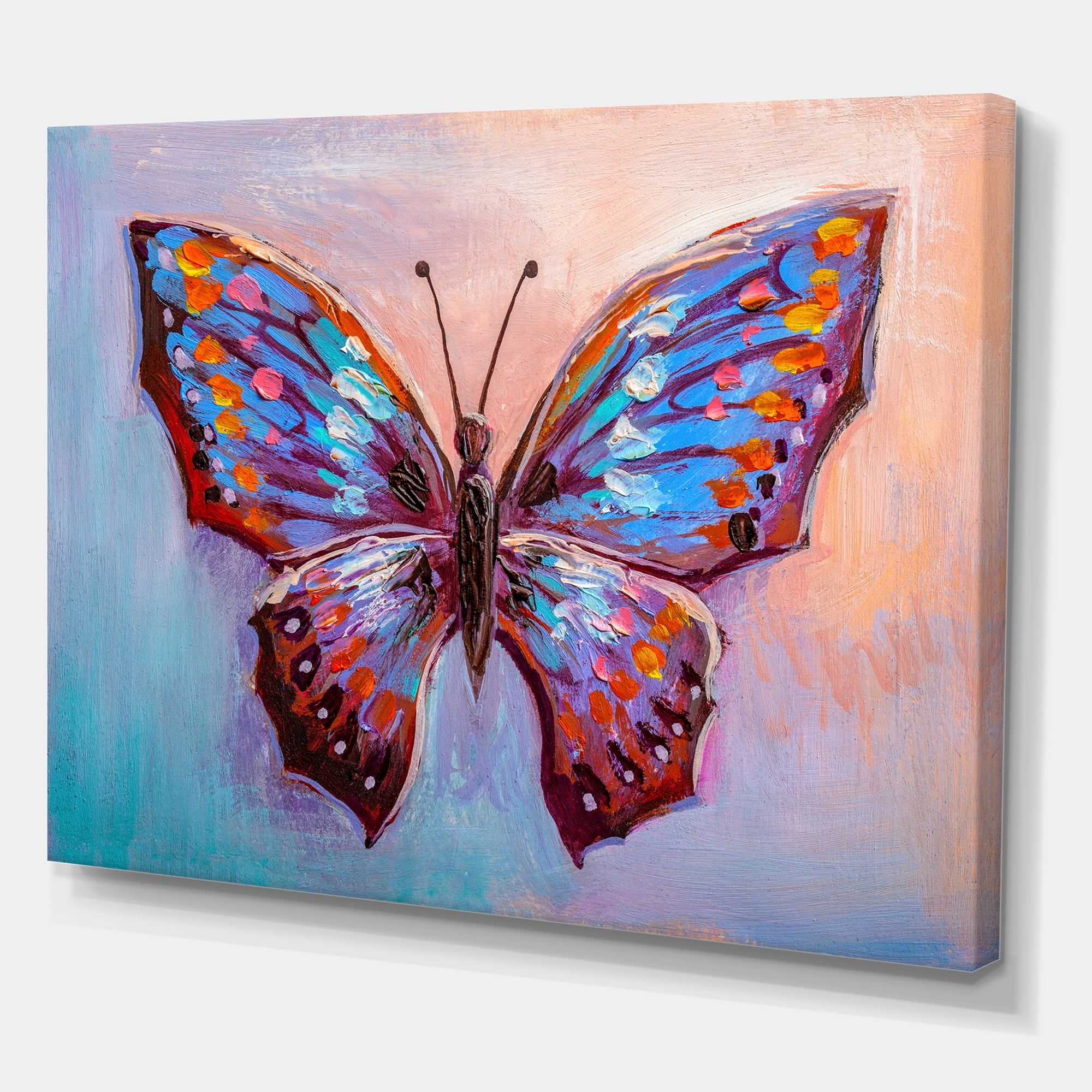Designart ' Ancient Blue Butterfly II ' Modern Canvas Wall Art Print