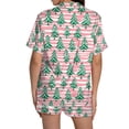 thumbnail image 5 of Pyjama pour Femmes en Satin de Soie à Imprimé Graphique, Mignon, Tenue de Nuit, Boutons, Hauts à Manches Courtes, Ensembles de Shorts, 5 of 5