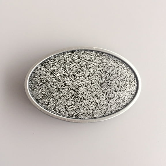 Antique Silver Oval Striae Custom Vintage Blank Belt Buckle
