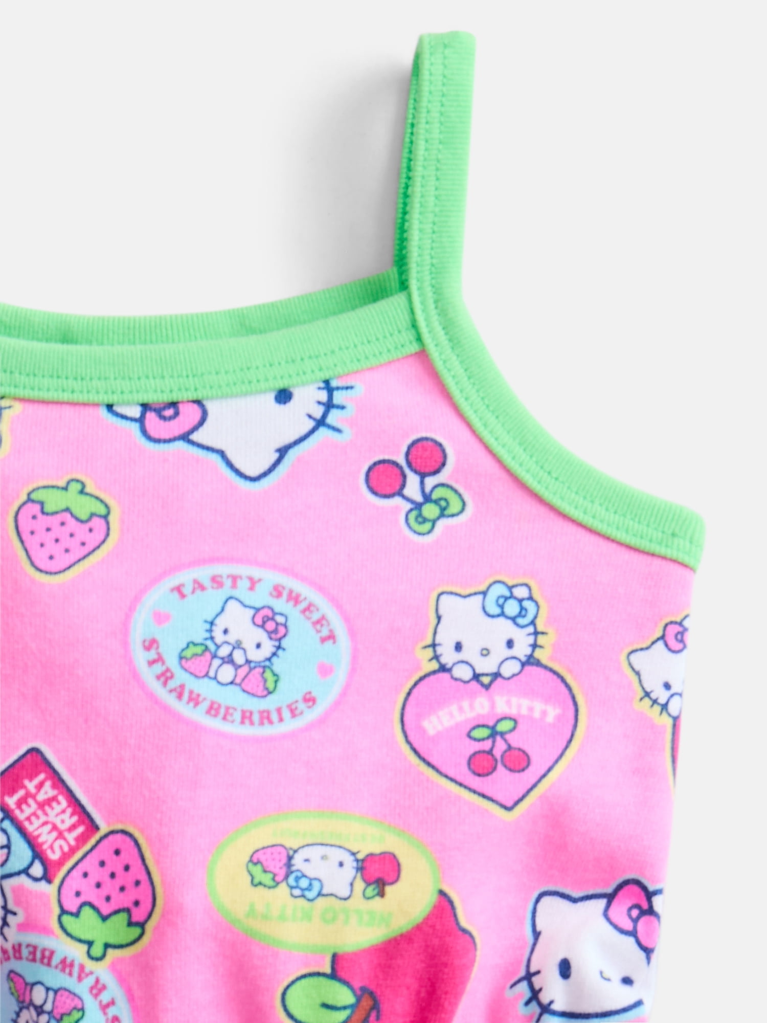 Hello Kitty Baby Girls Spaghetti Strap Print Romper with Matching Bow Headband, Sizes 0/3M-24M