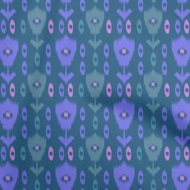 oneOone Polyester Spandex Navy Blue Fabric Ikat Fabric For Sewing Printed Craft Fabric By The Yard 56 Inch Wide