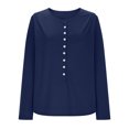 thumbnail image 3 of Womens Plus Size Tops Ladies Loose Blouse Casual Cotton Long Sleeve Shirt Button Pullover Tunic Tee, 3 of 5