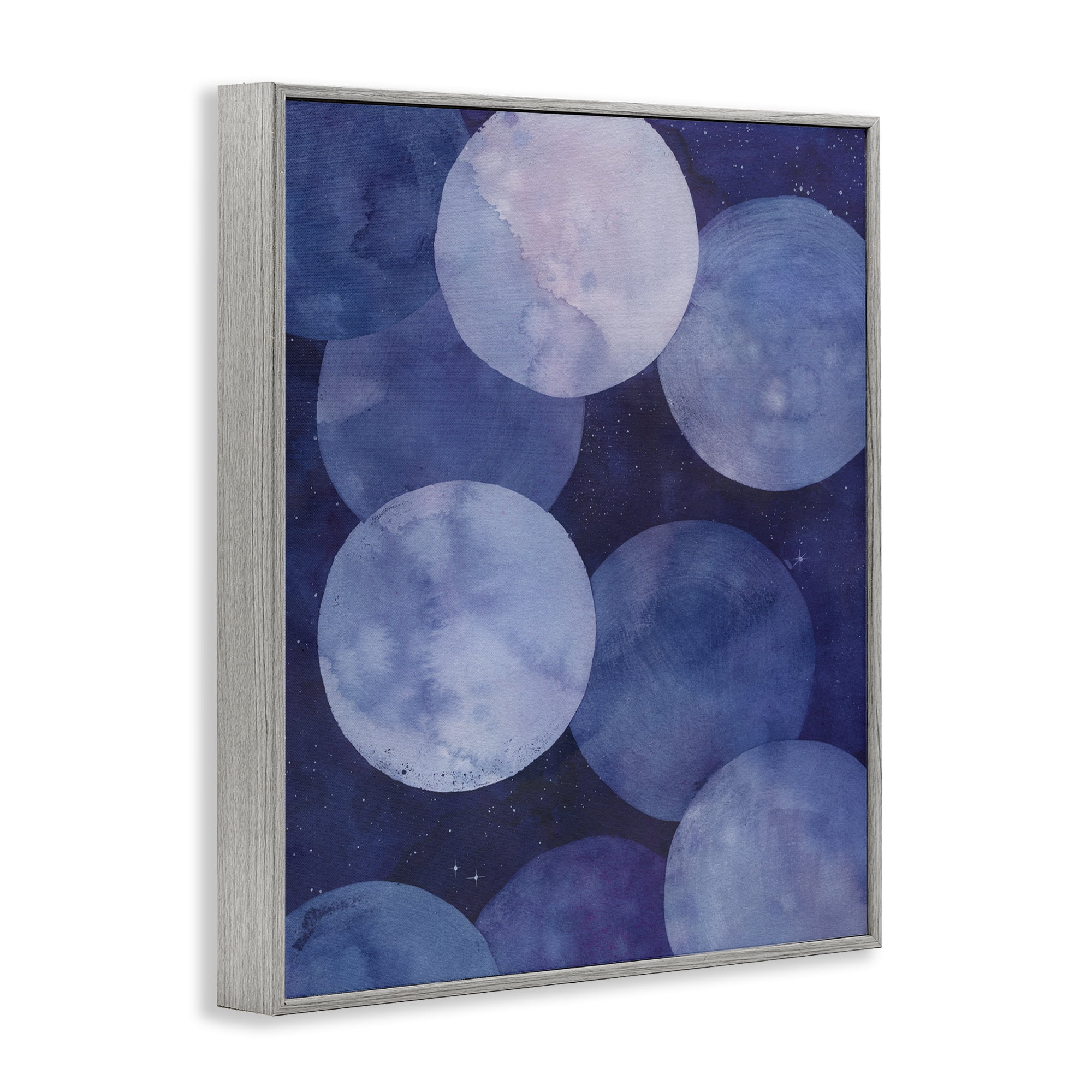 Stupell Industries Purple Circular Shapes Abstract Painting Gray Framed Art Print Wall Art, 11 x 14