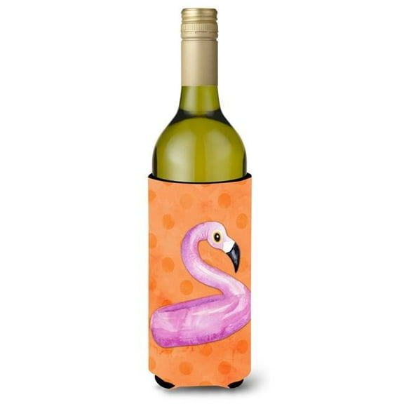 Flamingo Floaty Orange Polkadot Wine Bottle Beverge Insulator Hugger