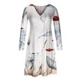 thumbnail image 4 of Vestido de jersey con cuello en V y manga larga estampado a la moda para mujer Fridja  yut4408, 4 of 5