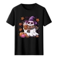 thumbnail image 5 of Busydd Womens Fall Tops Trendy Round Neck Halloween Graphic Tees for Women Comfortable Casual Cotton T Shirts for Women Lightweight Short Sleeve Womens T Shirts 3XL, 5 of 5