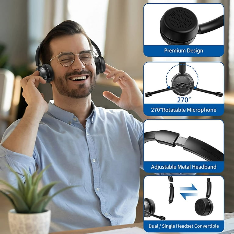 Wireless Bluetooth Headset with AI Noise Canceling Mic for PC Gaming Office Zoom Calls Walmart