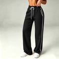 thumbnail image 6 of Bxsruta Women Track Pants Drawstring Elastic Waist Wide Leg Lounge Running Training Trousers, 6 of 8
