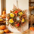 thumbnail image 6 of Artificial Fall Wreath, Autumn Realistic Yellow Orange Rose Christmas Wreath, 14.96 Inch Lightweight Front Door Harvest Floral Hanging Wreath For Front Door Porch Thanksgiving Home Decor,1Pc, 6 of 7