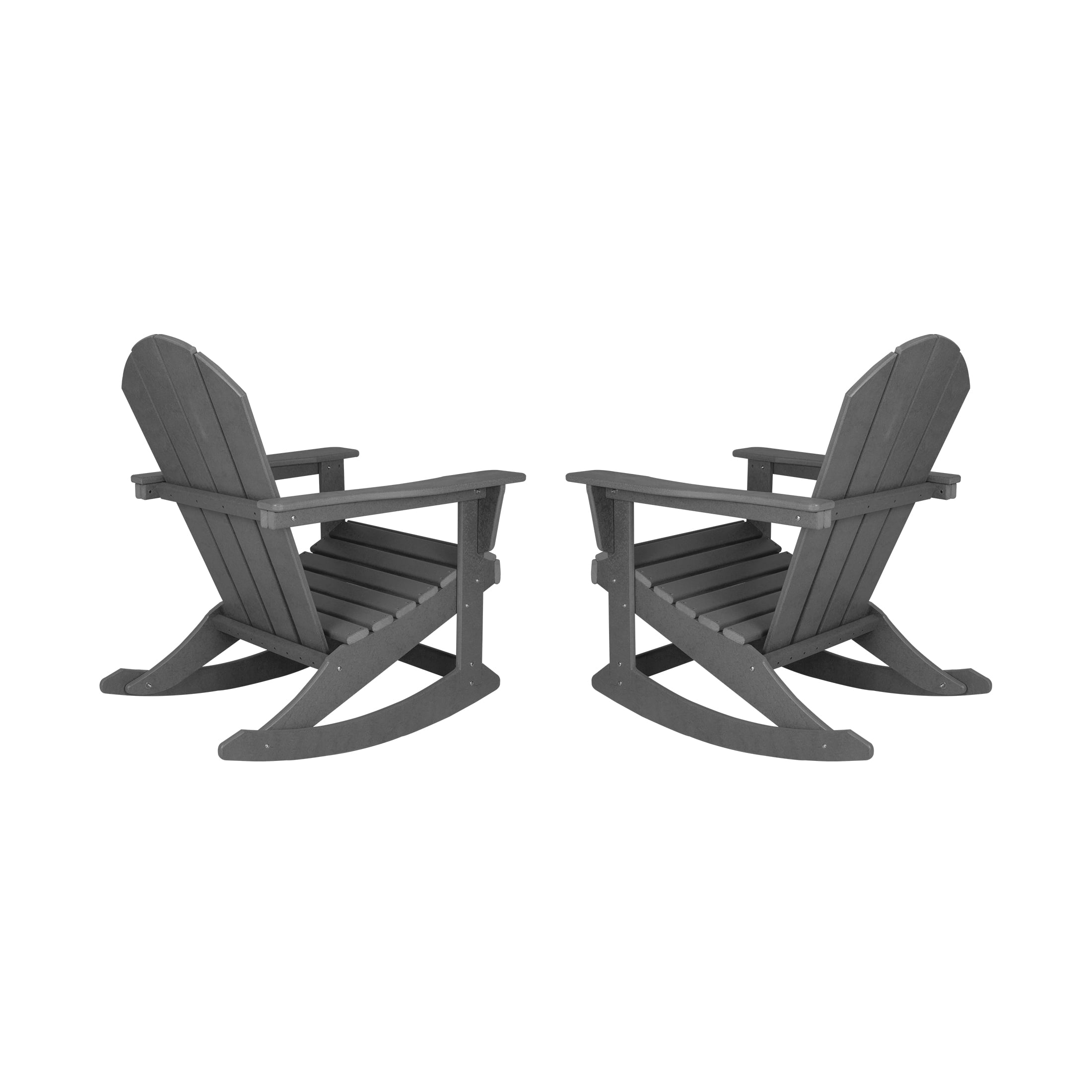 GARDEN Set of 2 - Plastic Outdoor Rocking Chairs for Patio Porch, Gray