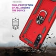 thumbnail image 6 of For Samsung Galaxy A30 / A20 With Tempered Glass Screen Protector, Rugged Hybrid Armor Anti-Scratch Shockproof Kickstand Cover Compatible Magnetic Car Mount Ring Grip, Red, 6 of 10