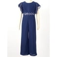 thumbnail image 3 of YIZYIF Girls Chiffon Long Jumpsuit Romper Outfit Ruched Bodice Wide Leg Jumpsuit with Belt Birthday Party Wear Navy Blue 8, 3 of 7