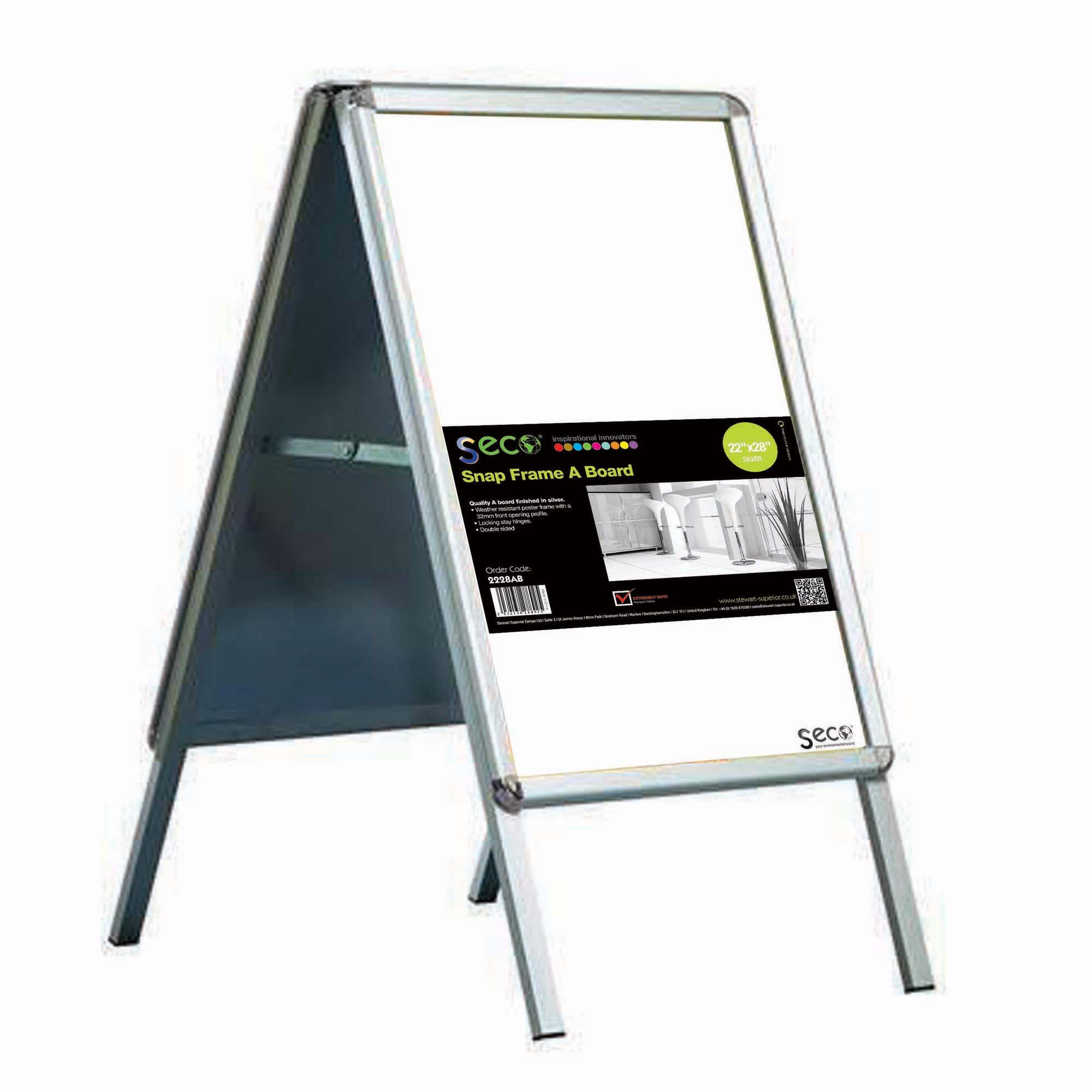Stewart Superior 22" x 28" Silver Aluminum Outdoor A-Frame Sidewalk Sign
