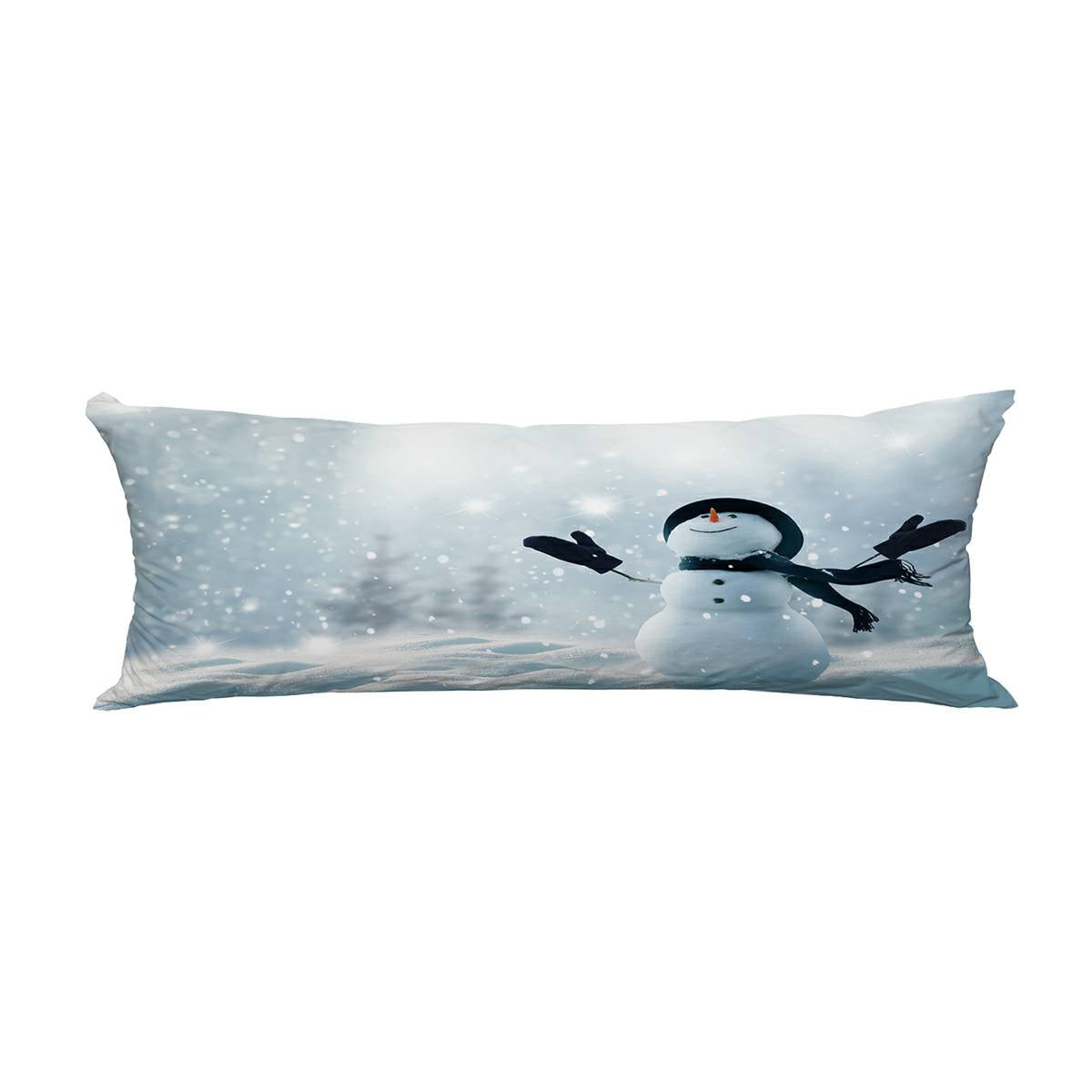 ECZJNT Merry christmas snowman winter Snow landscape Pillow Cover Body