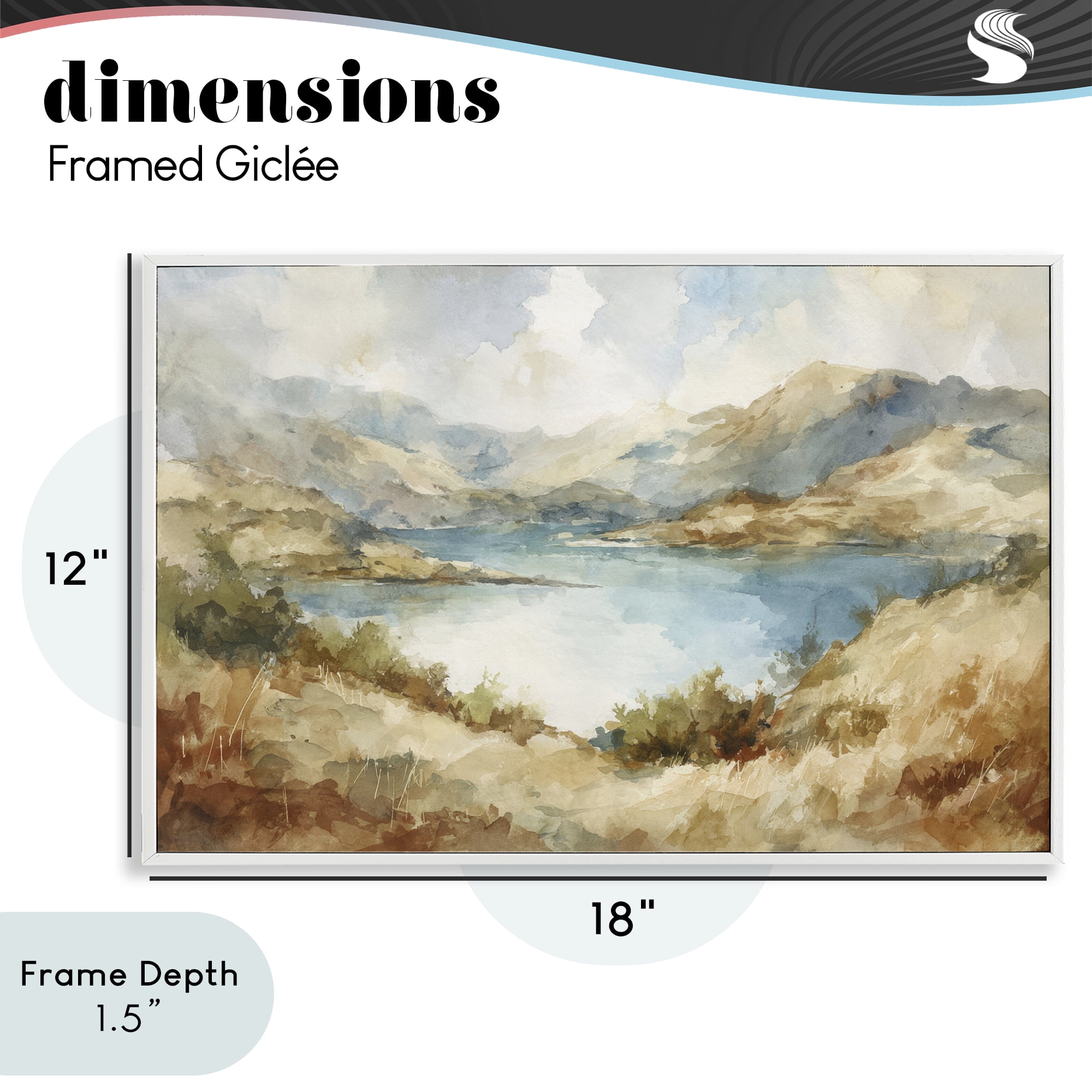 Stupell Industries Secret Mountain Lake Panorama White Framed Giclee Art, design by Petal Prints Design