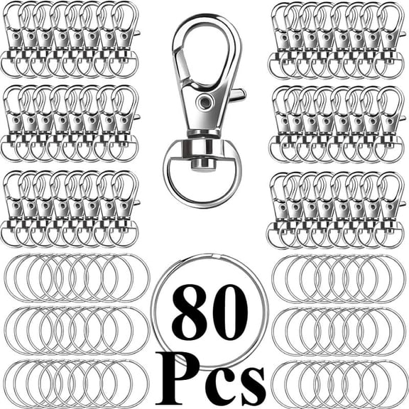 80PCS Lobster Claw Clasps and Key Rings, 40PCS Keychains Clips and 40PCS Key Chain Ring, Keychain Making kit for Key Chain, Jewelry Making, Art Crafts, Silver