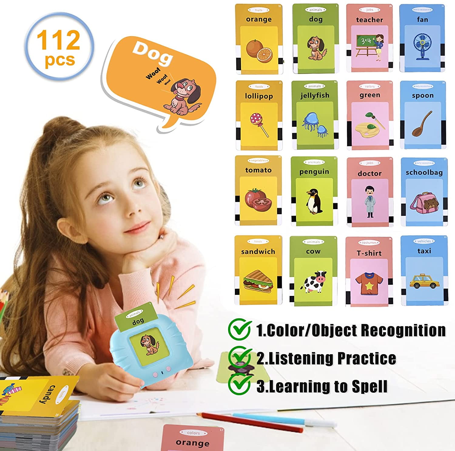  MOFGDNI Educational Toys for 2 3 4 Years Old 224 Talking Baby  Flash Cards, Learning Resource Electronic Interactive Toys for 2-4 Year Old  Boys Girls Toddlers Kids Birthday Gifts Ages 2 3 4 5 : Toys & Games