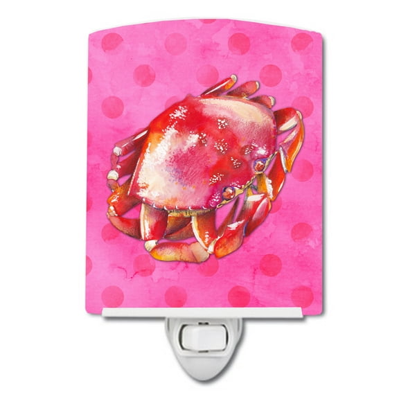 Caroline's Treasures BB8269CNL Crab Pink Polkadot Ceramic Night Light, 6x4x3", multicolor