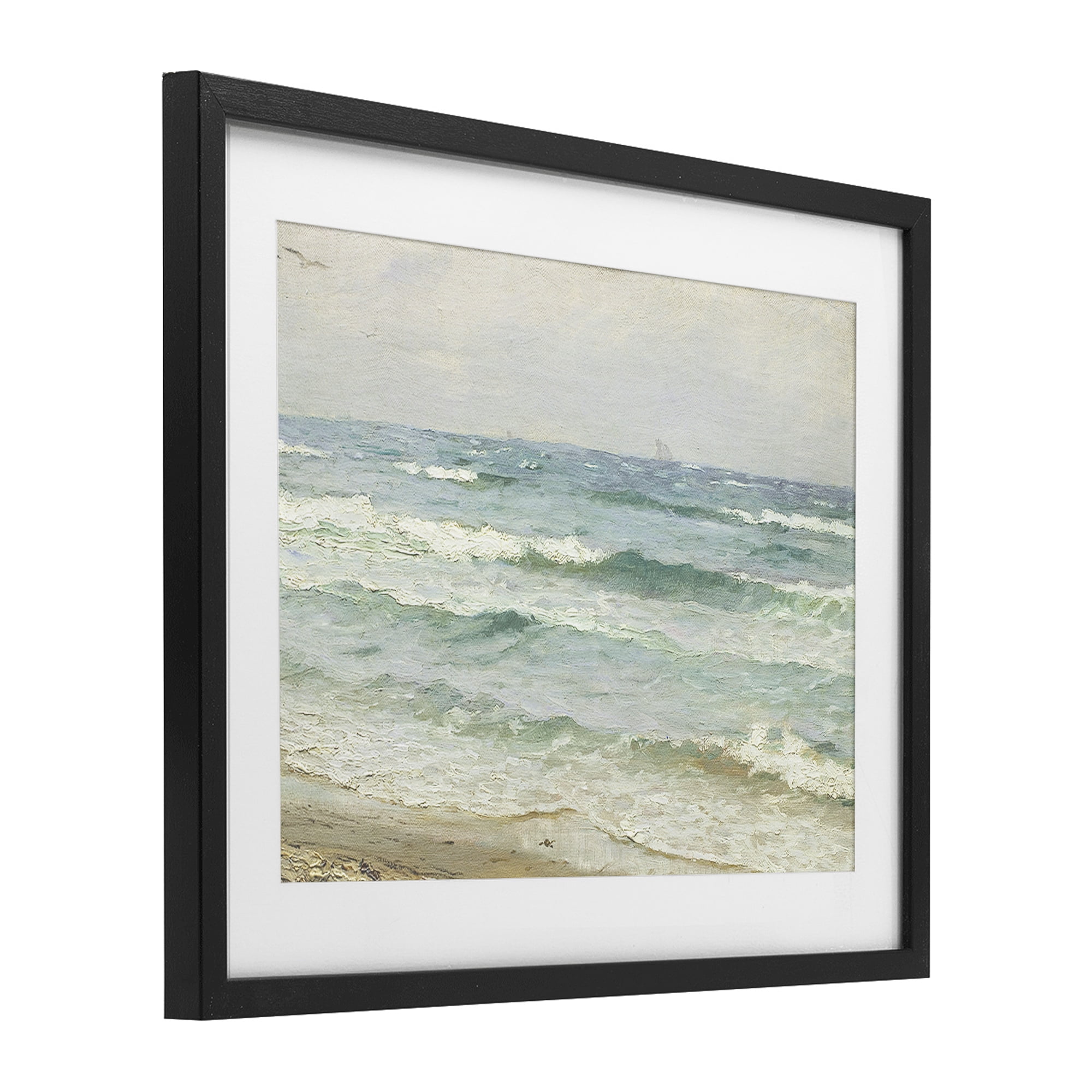 Stupell Industries Vintage Waves on The Shore Black Framed Print Under Glass, design by Leah Straatsma