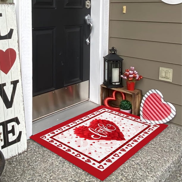 Felpudo de San Valentín, felpudo de bienvenida para exteriores, para puerta de entrada, con gnomos de San Valentín, regalos de corazones de amor, felpudo antideslizante, alfombra de entrada interior,